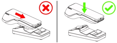 Placing a terminal on the charging base