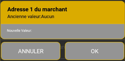 Saisissez l'adresse du commerçant