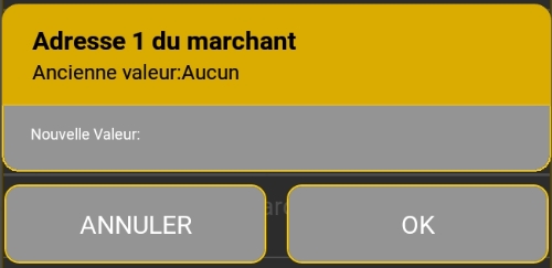 Saisissez l'adresse du commerçant