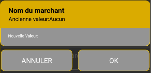 Saisissez le nom du marchand