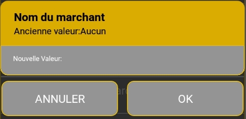 Saisissez le nom du marchand