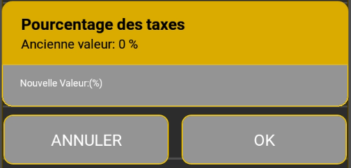 Définir le pourcentage de taxe