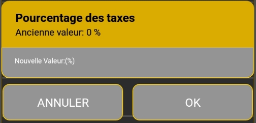 Définir le pourcentage de taxe