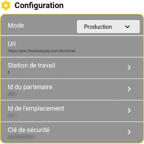 Menu de configuration