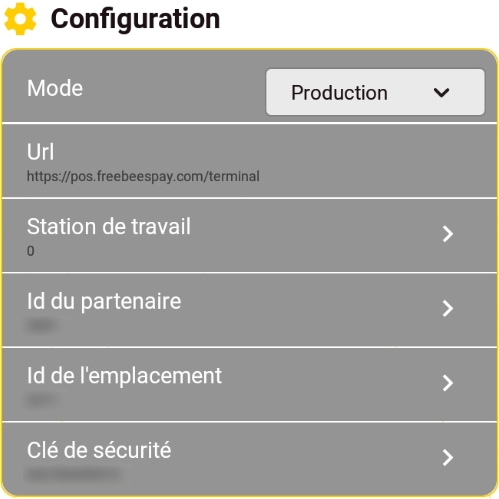 Menu de configuration
