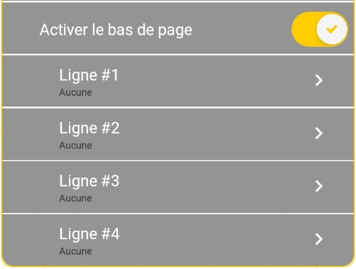 Activer ou désactiver l'impression du pied de page