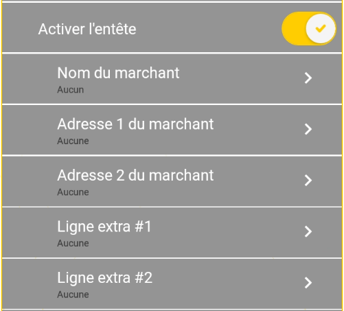 Activer ou désactiver l'impression d'en-tête
