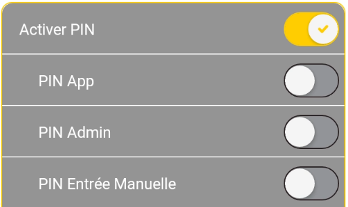 Activer les options de code PIN de sécurité
