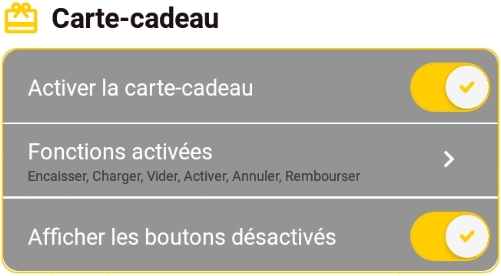 Activer ou désactiver les cartes-cadeaux