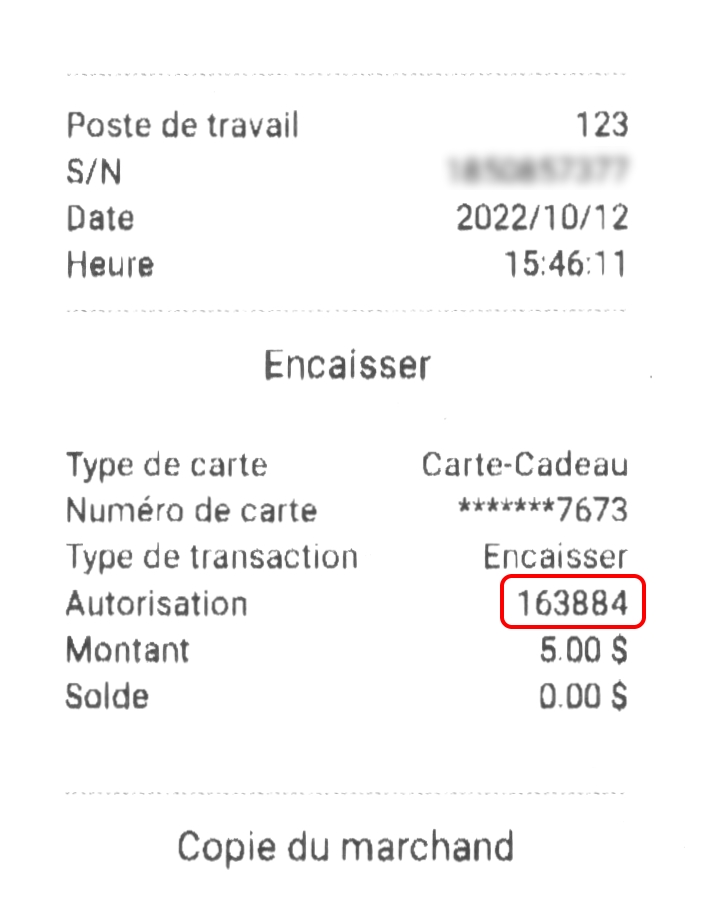 Authorization number