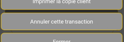 Écran de la dernière transaction bouton d'annulation de cette transaction