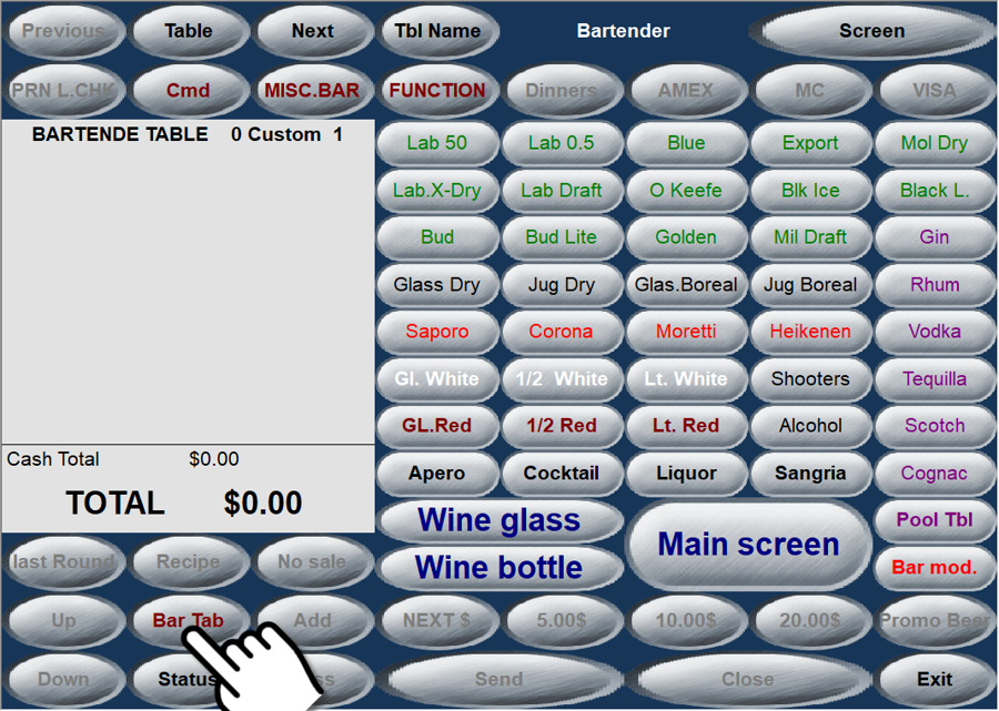 POS - Start Bar Tab