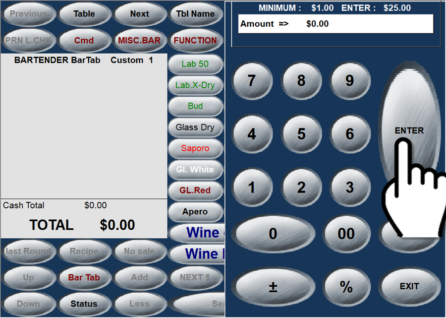 POS - Bar Tab Amount
