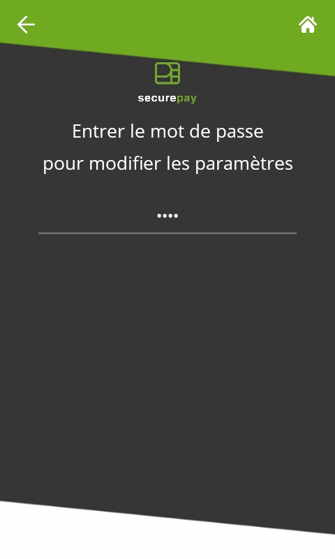 Mot de passe des paramètres SecurePay