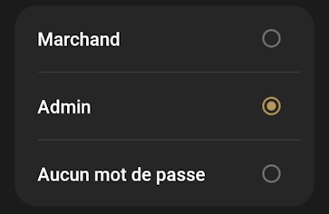 Mot de passe sur l'écran des remboursements