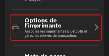 Menu Paramètres Options de l'imprimante