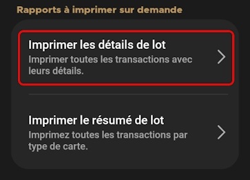 Imprimer détails du lot