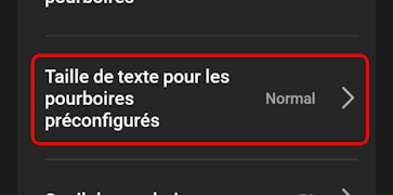 Taille du texte en pourcentage