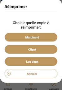 Choisir le relevé de transaction à réimprimer