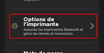 Menu Paramètres Options de l'imprimante
