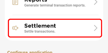 Settings menu Settlement