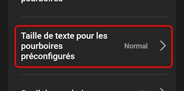 Taille du texte en pourcentage