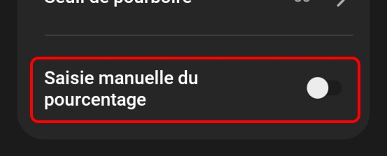Désactiver le pourcentage de pourboire manuel