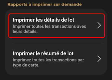 Imprimer détails du lot