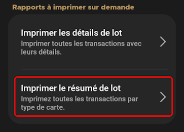 Imprimer sommaire du lot