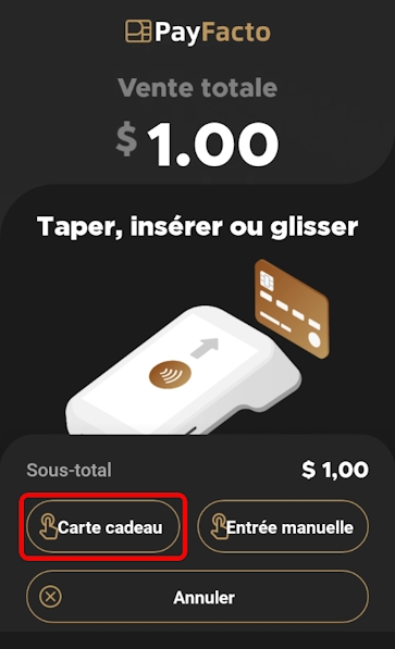 Gift card button