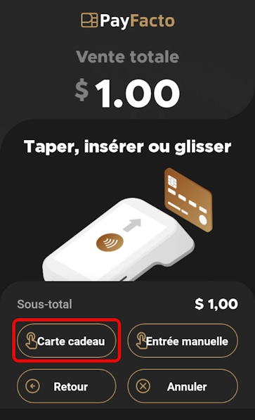 Gift card button