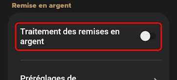 Désactiver le cashback
