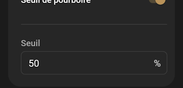 Valeur seuil fixée pour le pourcentage de basculement