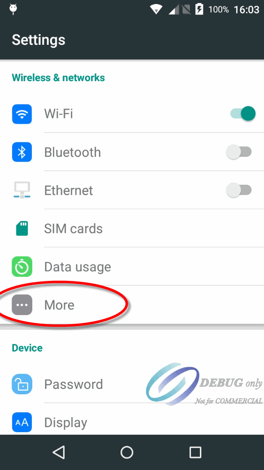 Capture d'écran Android - Paramètres