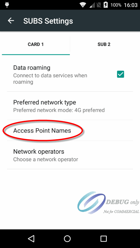 Capture d'écran Android - Paramètres SUBS