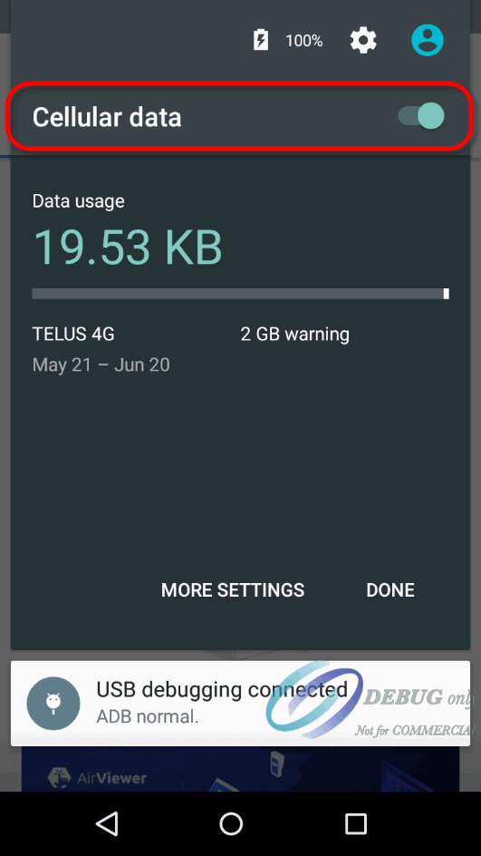 Capture d'écran Android - Paramètres - CellData