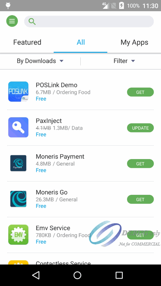 Capture d'écran Android - PAXSTORE ALL - Fonctionne