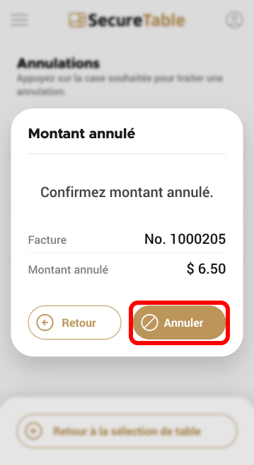 annuler la validation