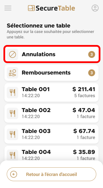 Option d'annulation et de remboursement