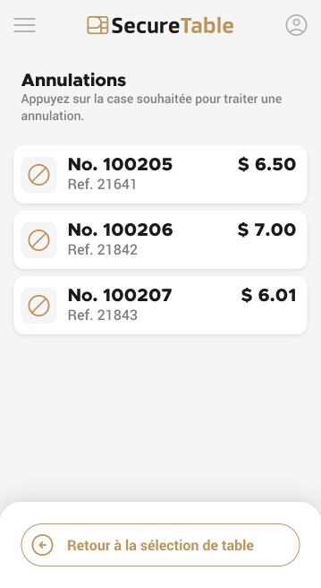 Liste des annulations et remboursements