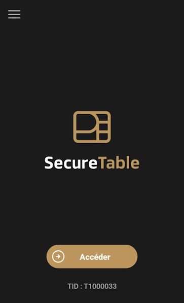 Écran d'accueil de SecureTable