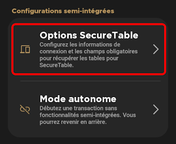 SecureTable settings