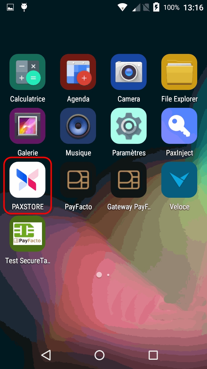 Capture d'écran Android - Écran d'accueil - PAXSTORE