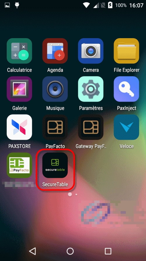 Écran d'accueil - Application installée