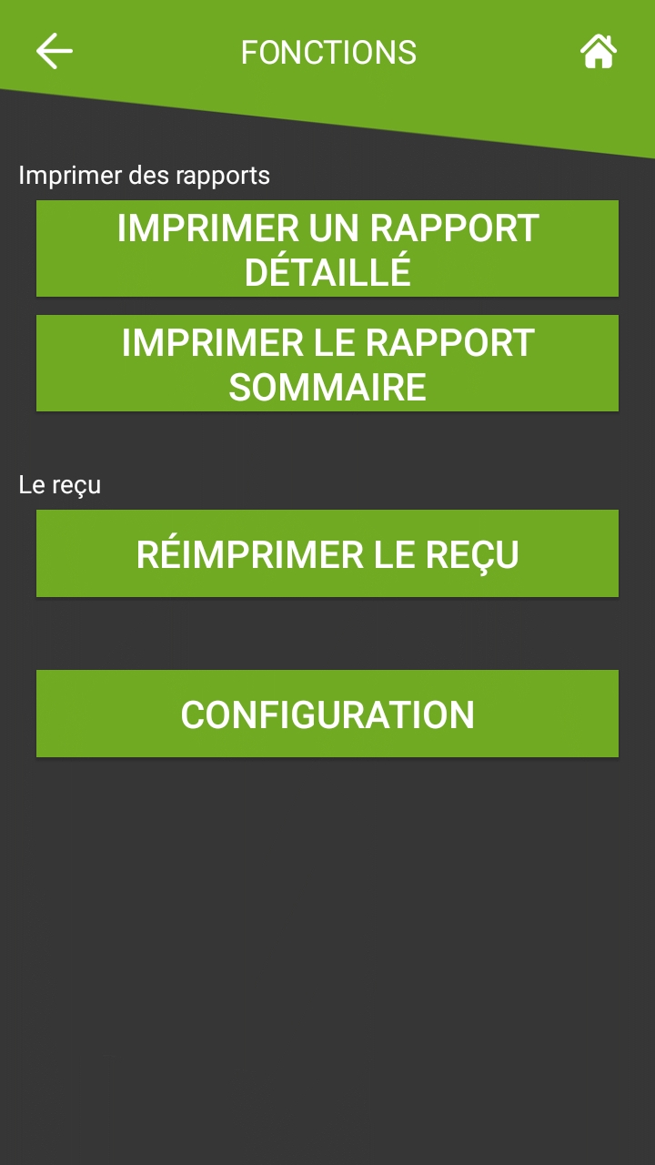 Capture d'écran - Menu Fonctions