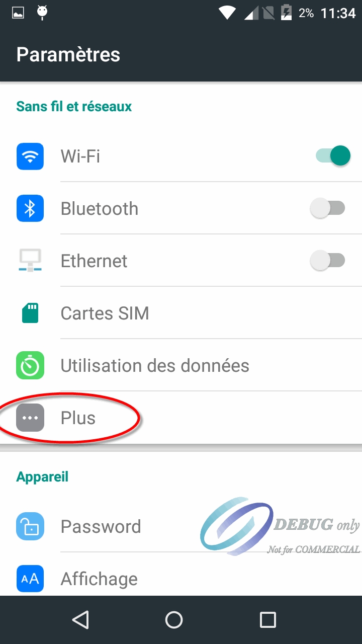Capture d'écran Android - Paramètres