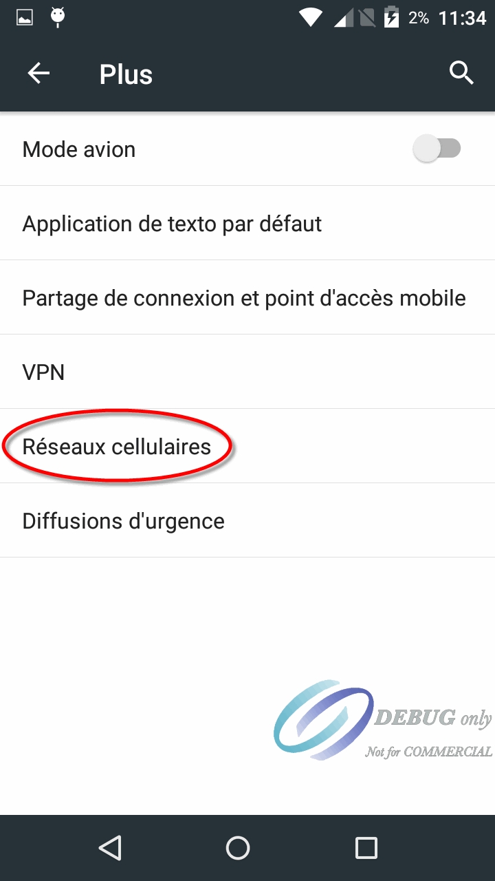 Capture d'écran Android - Paramètres - Plus