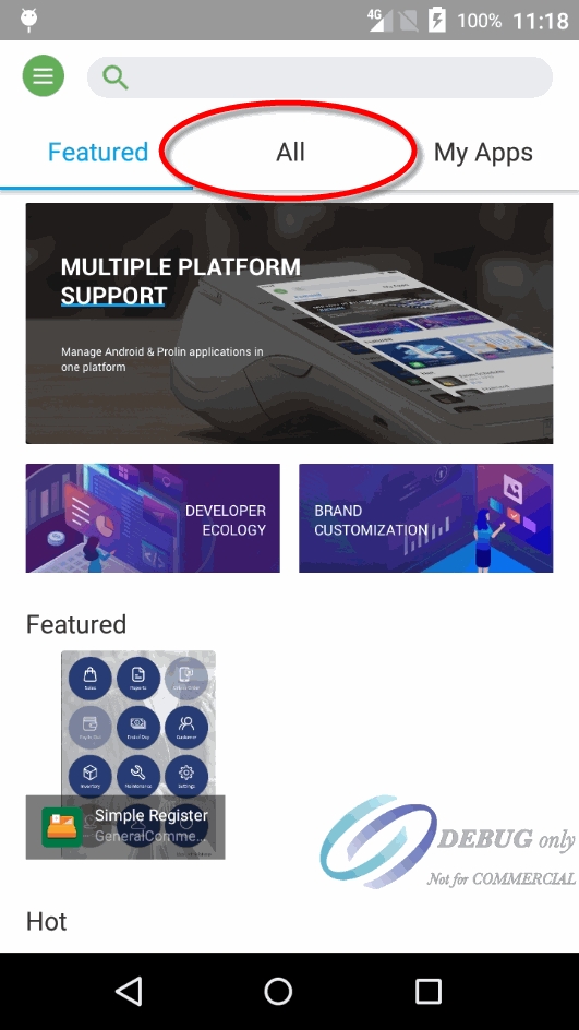 Capture d'écran Android - PAXSTORE principal