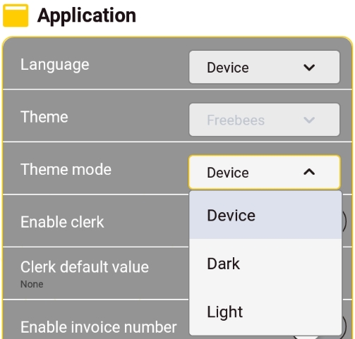 Application menu