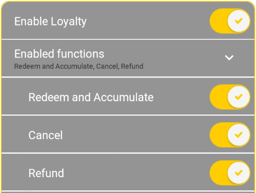 Enable or disable loyalty feature options